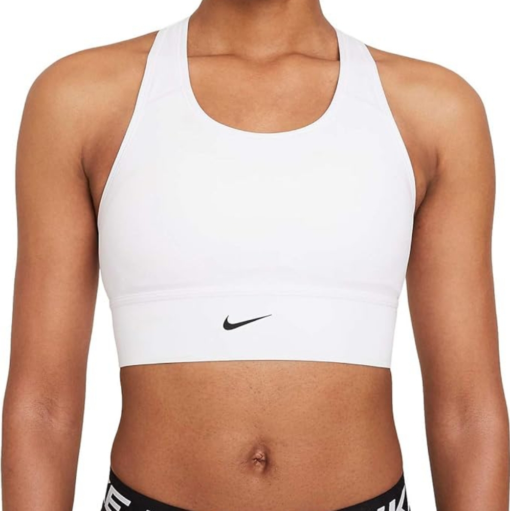 Nike Women's Swoosh Long Line White Sports Bra